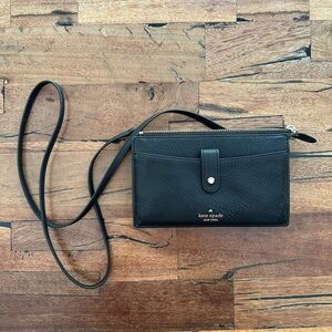 Kate Spade Black Leather Crossbody Wallet Bag